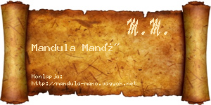 Mandula Manó névjegykártya